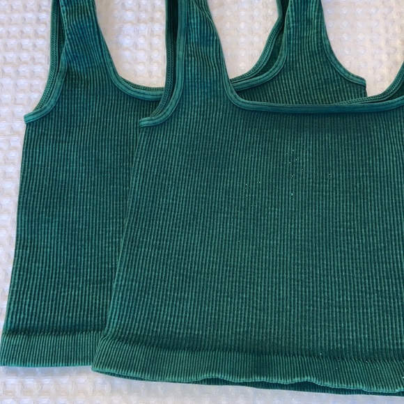 FREE PEOPLE Size XS/S Happiness Runs Square Neck Crop Tank Top Emerald Green - Picture 7 of 16